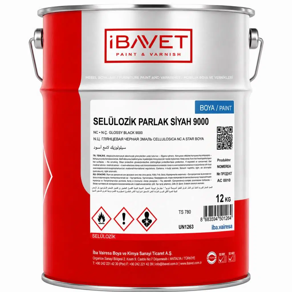 İbavet Selülozik Boya Parlak 12 Kg Siyah Ral 9005