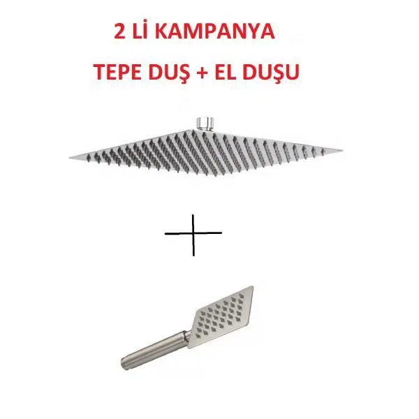 Kireç kırıcılı 304 kalite paslanmaz 25x25 KROM düz duş başlığı tepe duş başlığı