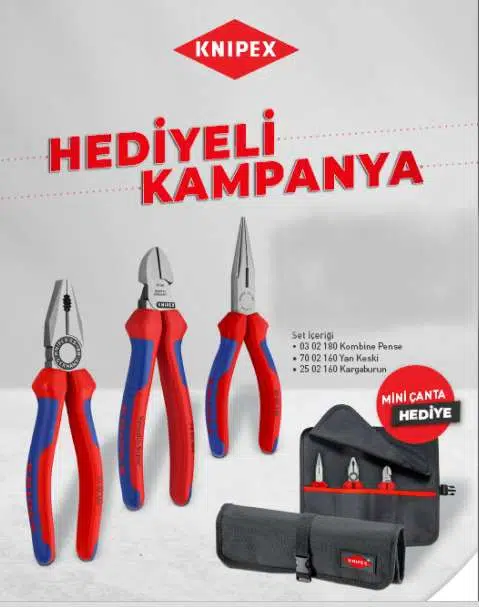 Knipex 001956 yan keski pense kargaburun seti çanta hediyeli