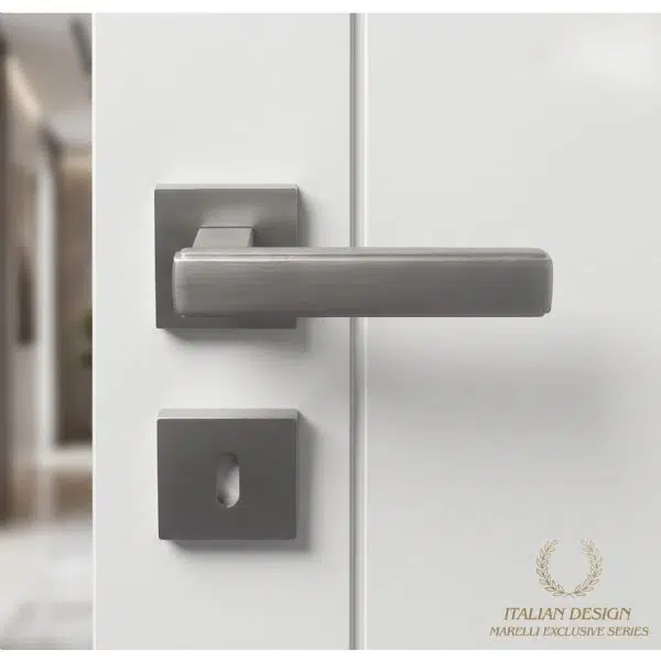 Marelli Lusso Süper saten inox saten renkli italyan tipi kare rozetli kapı kolu